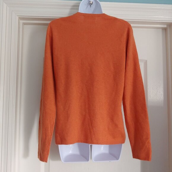Fiona Womens Burnt Orange 2 Ply Cashmere Long Sleeve Sweater Soft L - Picture 6 of 11